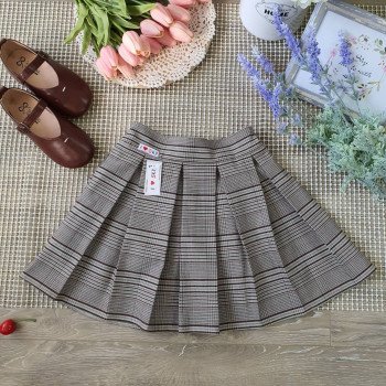 Chân váy học sinh kẻ kèm quần cotton bên trong size 7 -15